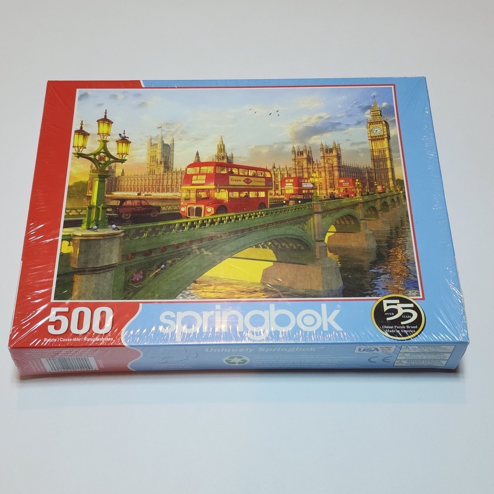 Springbok London‎ Westminster Bridge Red Bus 500 Piece Jigsaw Puzzle Made in USA